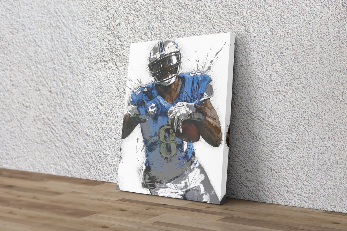 Calvin Johnson Detroit Lions Poster, Canvas Frame, Kids Wall Decor,  Football Fan, Man Cave Gift for Him - Her, Sports Canvas Wall Art