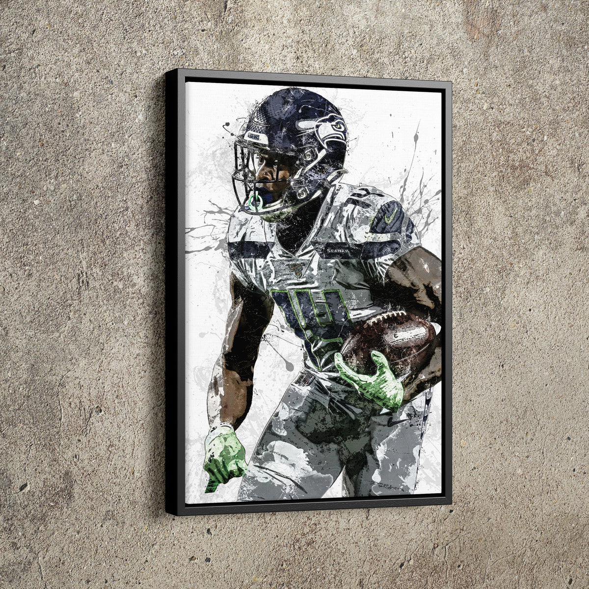 DK Metcalf Poster Seattle Seahawks Green Canvas Frame Kids 