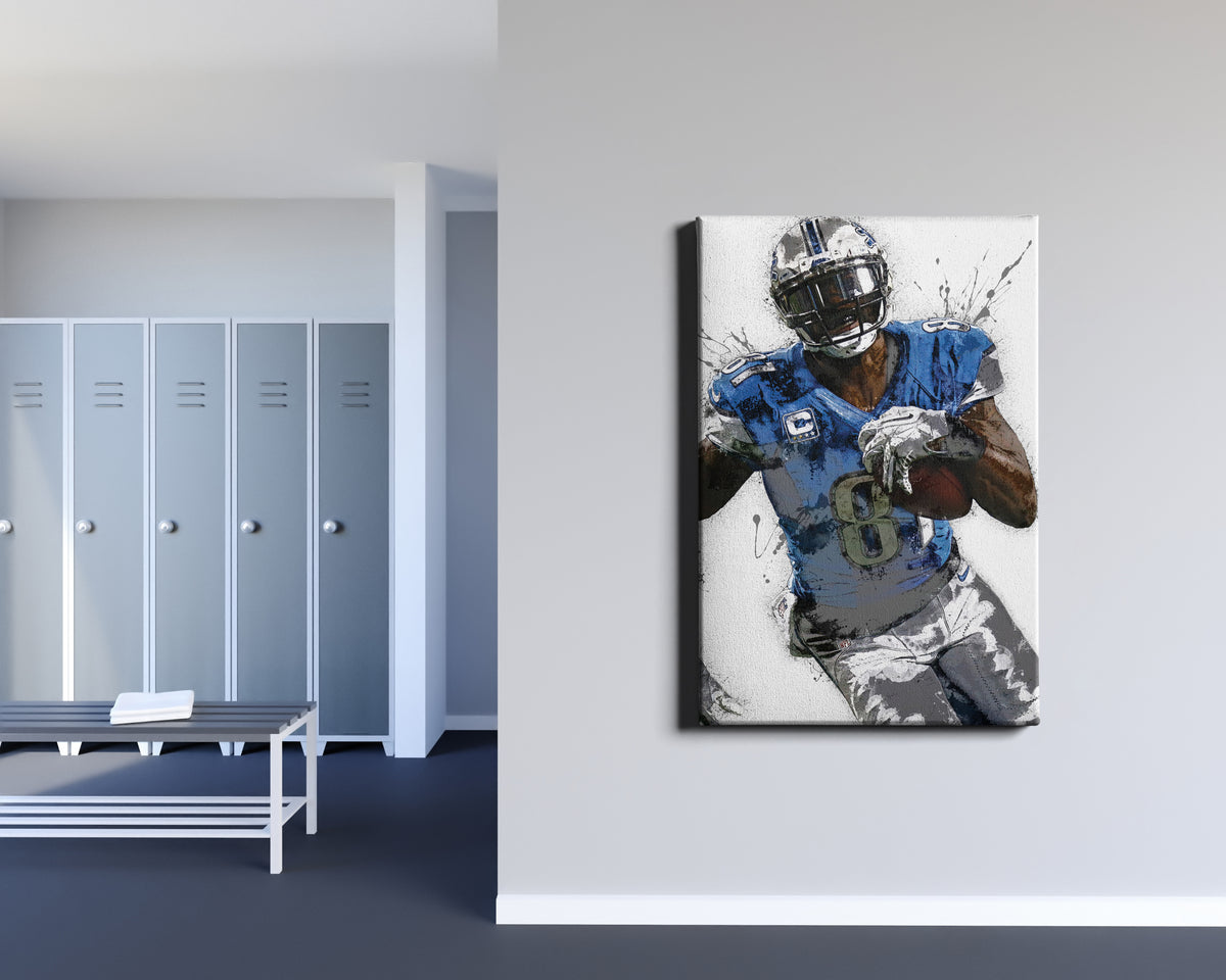 Calvin Johnson Detroit Lions Poster, Canvas Frame, Kids Wall Decor,  Football Fan, Man Cave Gift for Him - Her, Sports Canvas Wall Art