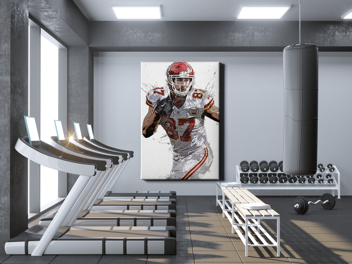 Travis Kelce Poster Kansas City Chiefs Canvas Wrap Wall Art 