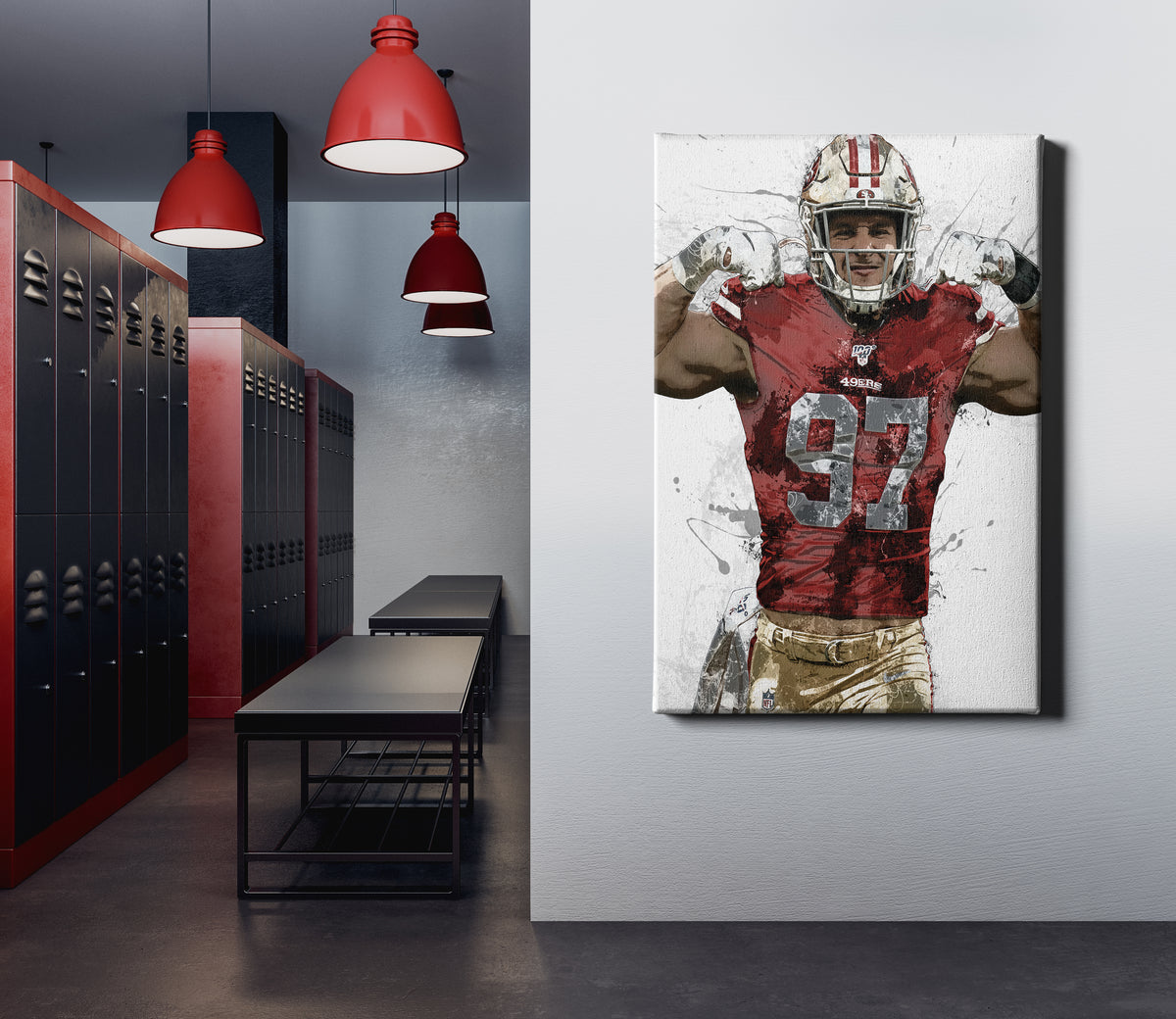 Nick Bosa Poster San Francisco 49ers Canvas Print Wall -    Nfl  football art, Sports art print, San francisco 49ers football