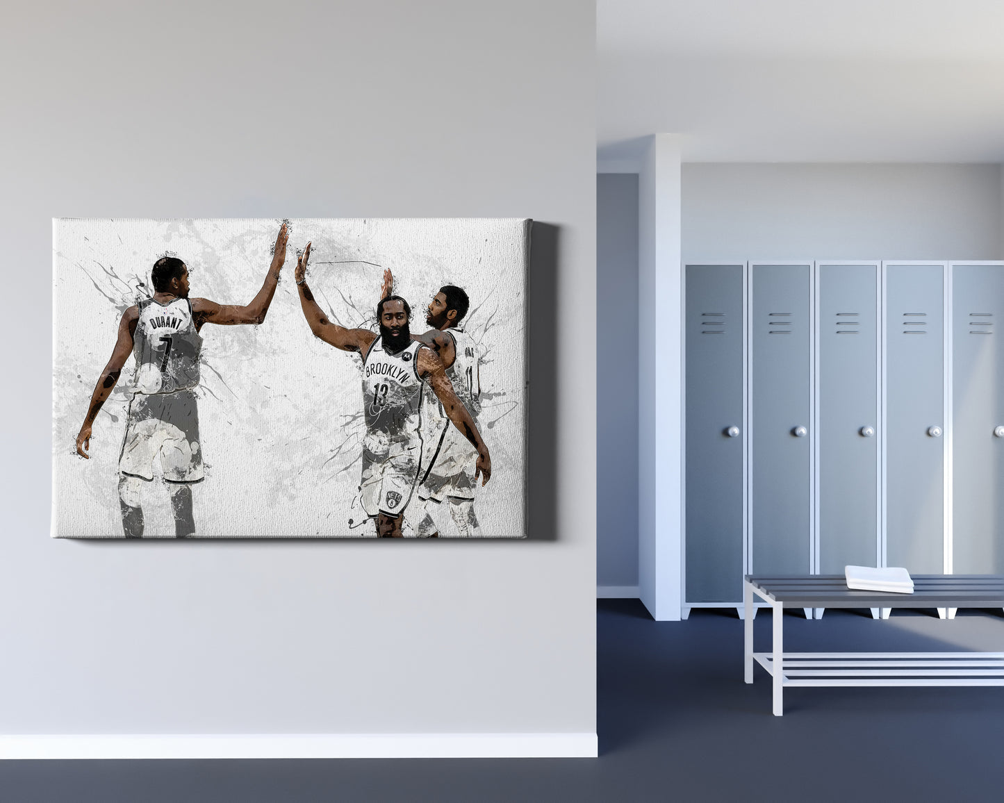 Brooklyn Nets Big 3 Poster Basketball Painting Hand Made Posters Canvas Print Kids Wall Art Home Man Cave Gift Decor