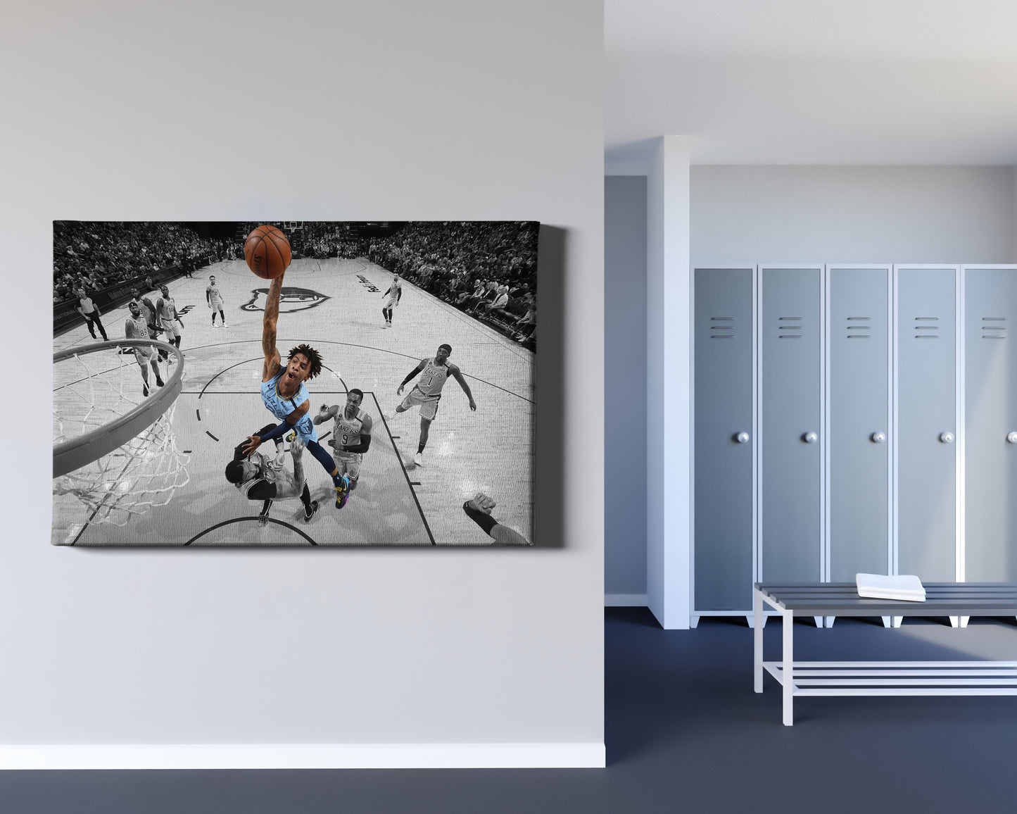 Ja Morant Dunk Attempt over Davis Poster Memphis Grizzlies Basketball Hand Made Poster Canvas Print Kids Wall  Art Man Cave Gift Home Decor