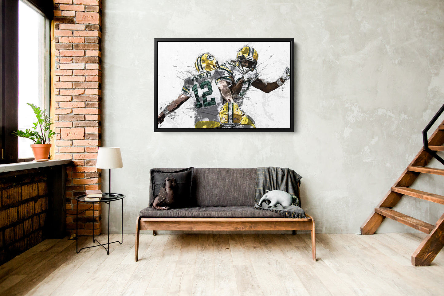 Aaron Rodgers Davante Adams Poster Green Bay Packers Football Painting Hand Made Posters Canvas Print Kids Wall Art Man Cave Gift Home Decor