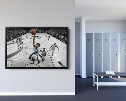 Ja Morant Dunk Attempt over Davis Poster Memphis Grizzlies Basketball Hand Made Poster Canvas Print Kids Wall  Art Man Cave Gift Home Decor