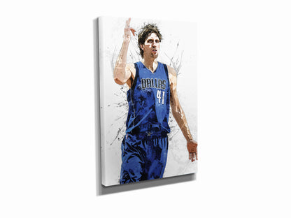 Dirk Nowitzki Poster Dallas Mavericks Basketball Painting Hand Made Posters Canvas Print Kids Wall Art Man Cave Gift Home Decor