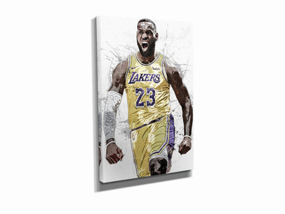 LeBron James Art Poster Los Angeles Lakers Championship Basketball Hand Made Posters Canvas Print Wall Art Man Cave Gift Home Decor