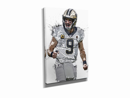 Drew Brees Poster New Orleans Saints Football Hand Made Posters Canvas Print Kids Wall Art Man Cave Gift Home Decor