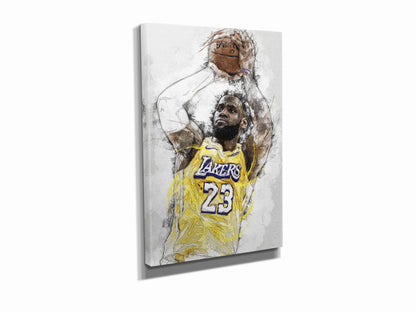 Lebron James Art Poster Los Angeles Lakers Basketball Hand Made Posters Canvas Framed Print Wall Kids Art Man Cave Gift Home Decor