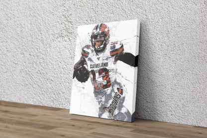 Odell Beckham Jr. Poster Cleveland Browns Football Painting Hand Made Posters Canvas Framed Print Wall Kids Art Man Cave Gift Home Decor