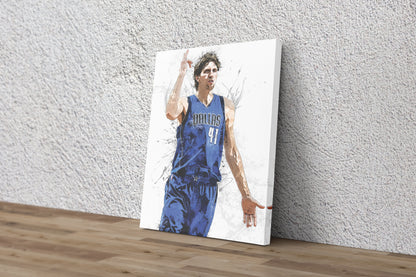 Dirk Nowitzki Poster Dallas Mavericks Basketball Painting Hand Made Posters Canvas Print Kids Wall Art Man Cave Gift Home Decor