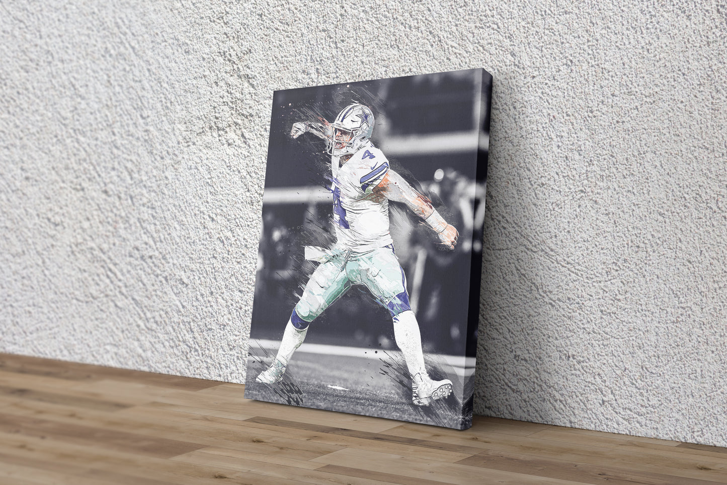 Dak Prescott Celebration Poster Dallas Cowboys Football Hand Made Posters Canvas Print Wall Art Man Cave Gift Home Kids Decor