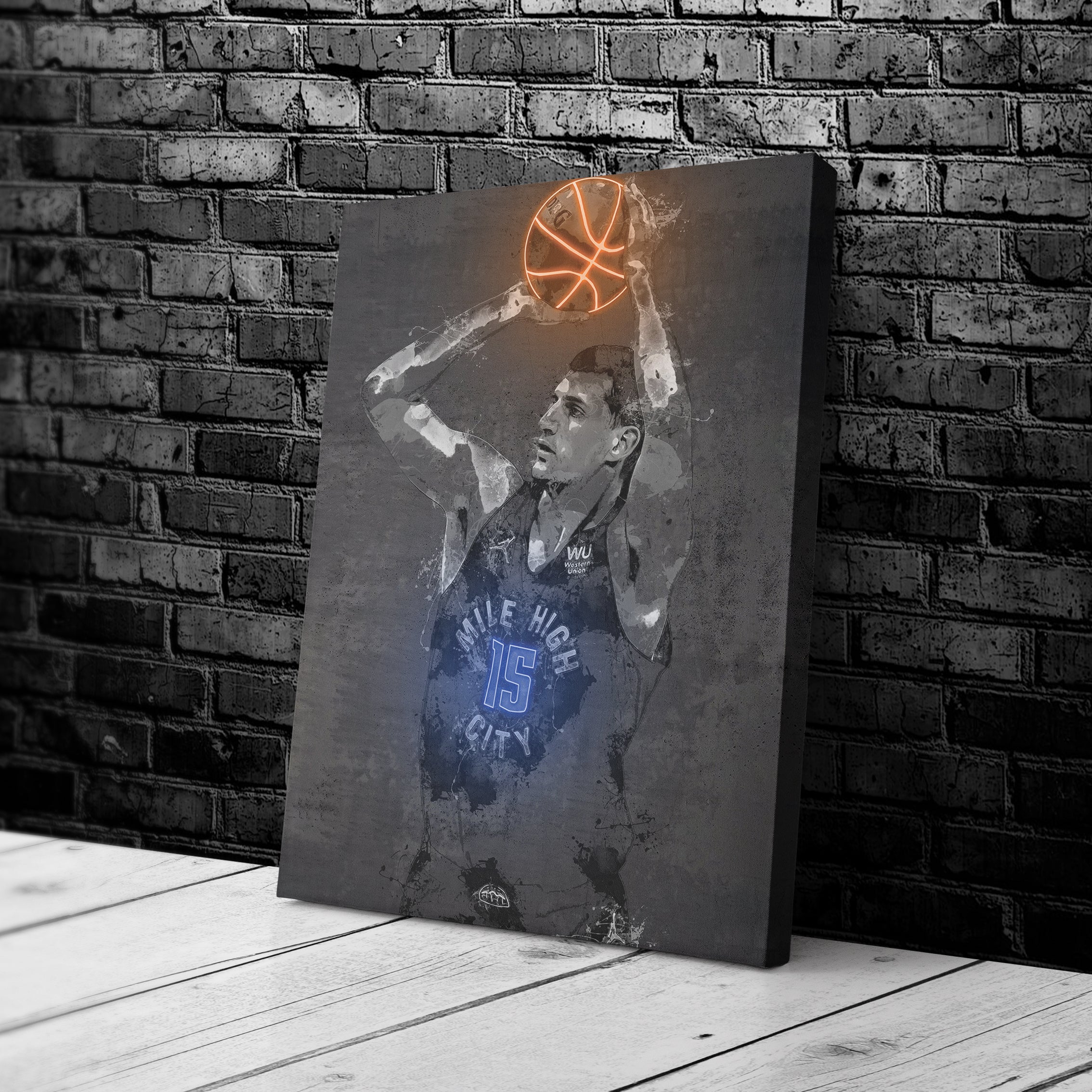 Nikola Jokic Poster Denver Nuggets Basketball Painting Hand Made