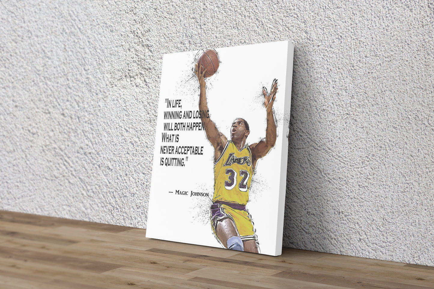 Magic Johnson Poster Los Angeles Lakers Basketball Quote Hand Made Posters Canvas Print Wall Art Home Decor