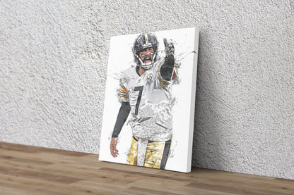 Ben Roethlisberger Poster Pittsburgh Steelers Football Painting Hand Made Posters Canvas Print Kids Wall Art Man Cave Gift Home Decor