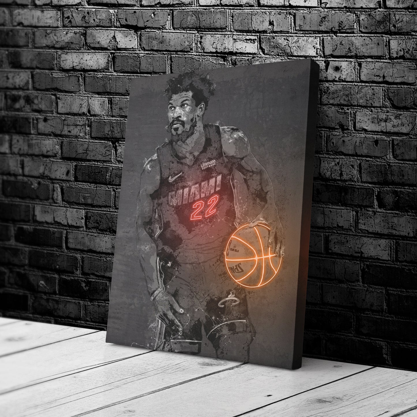 Jimmy Butler Poster Graffiti Neon Miami Heat  Basketball Hand Made Poster Canvas Print Kids Wall Art Man Cave Gift Home Decor