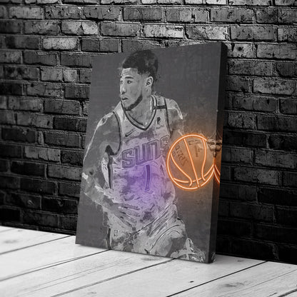 Devin Booker Poster Graffiti Neon Phoenix Suns Basketball Hand Made Poster Canvas Print Kids Wall Art Man Cave Gift Home Decor