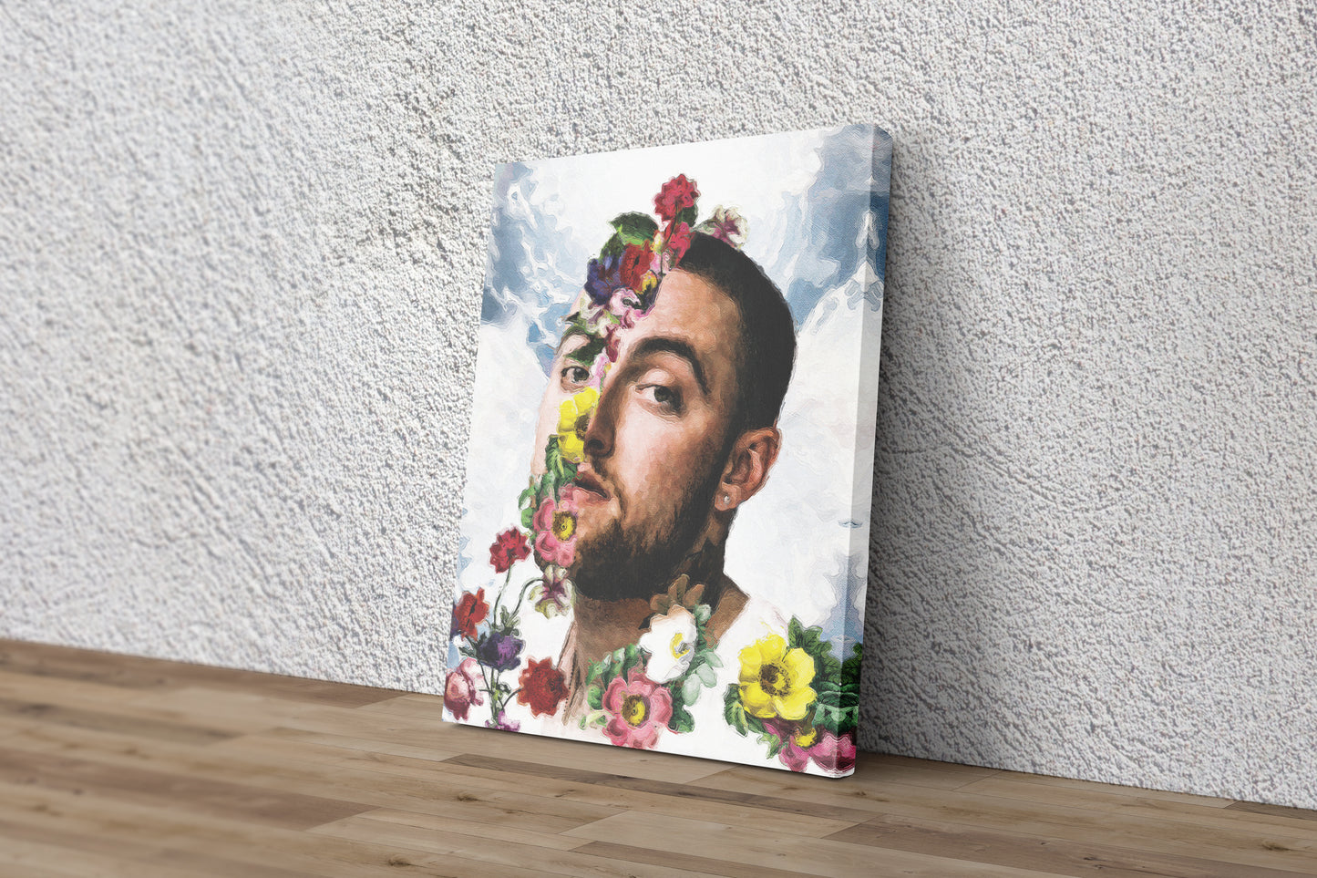 Mac Miller Floral Poster Painting Rapper Singer Hand Made Posters Canvas Print Wall Art Home Decor