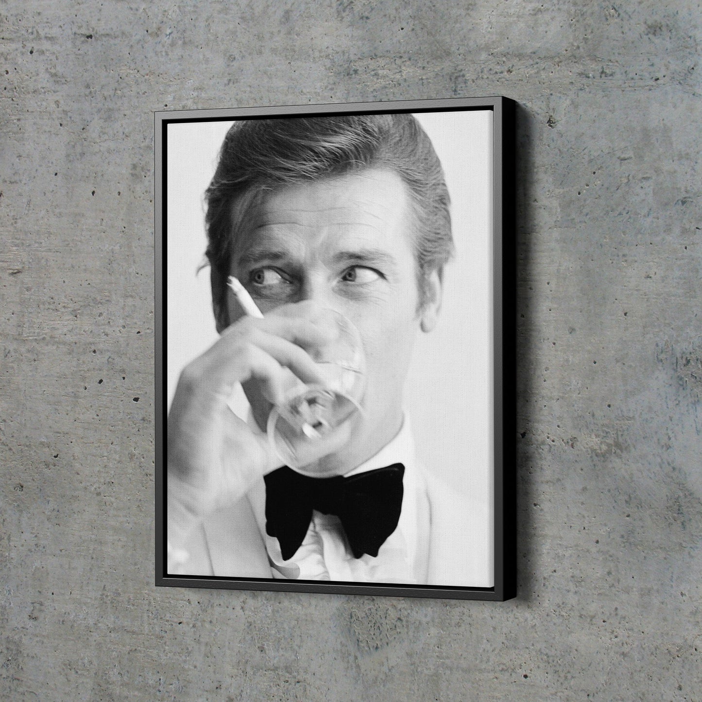 Roger Moore Poster Actor James Bond Smoking Hand Made Poster Canvas Print Wall Art Home Decor