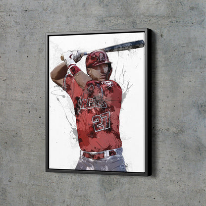 Mike Trout Art Poster Los Angeles Angels Baseball Hand Made Posters Canvas Print Kids Wall Art Man Cave Gift Home Decor