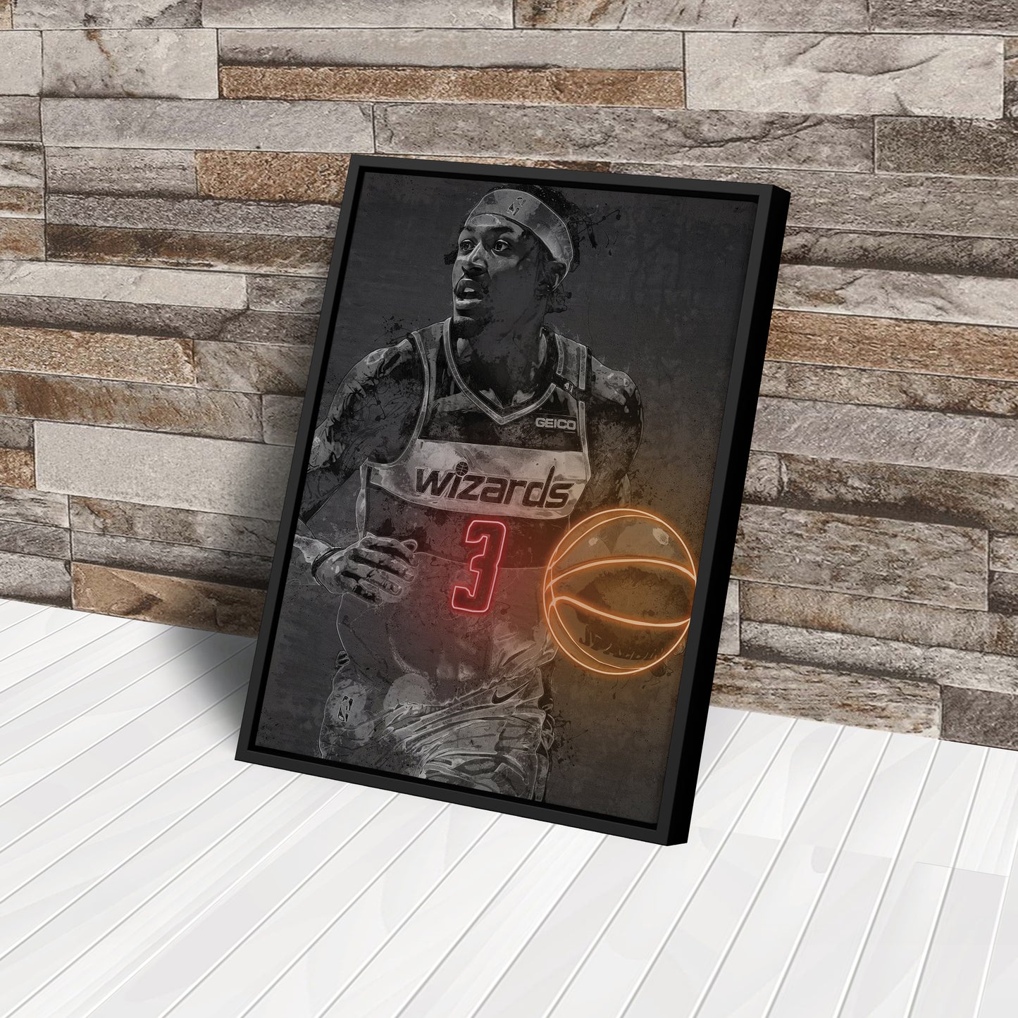 Bradley Beal Poster Graffiti Neon Washington Wizards NBA Hand Made Poster Canvas Print Kids Wall Art Man Cave Gift Home Decor