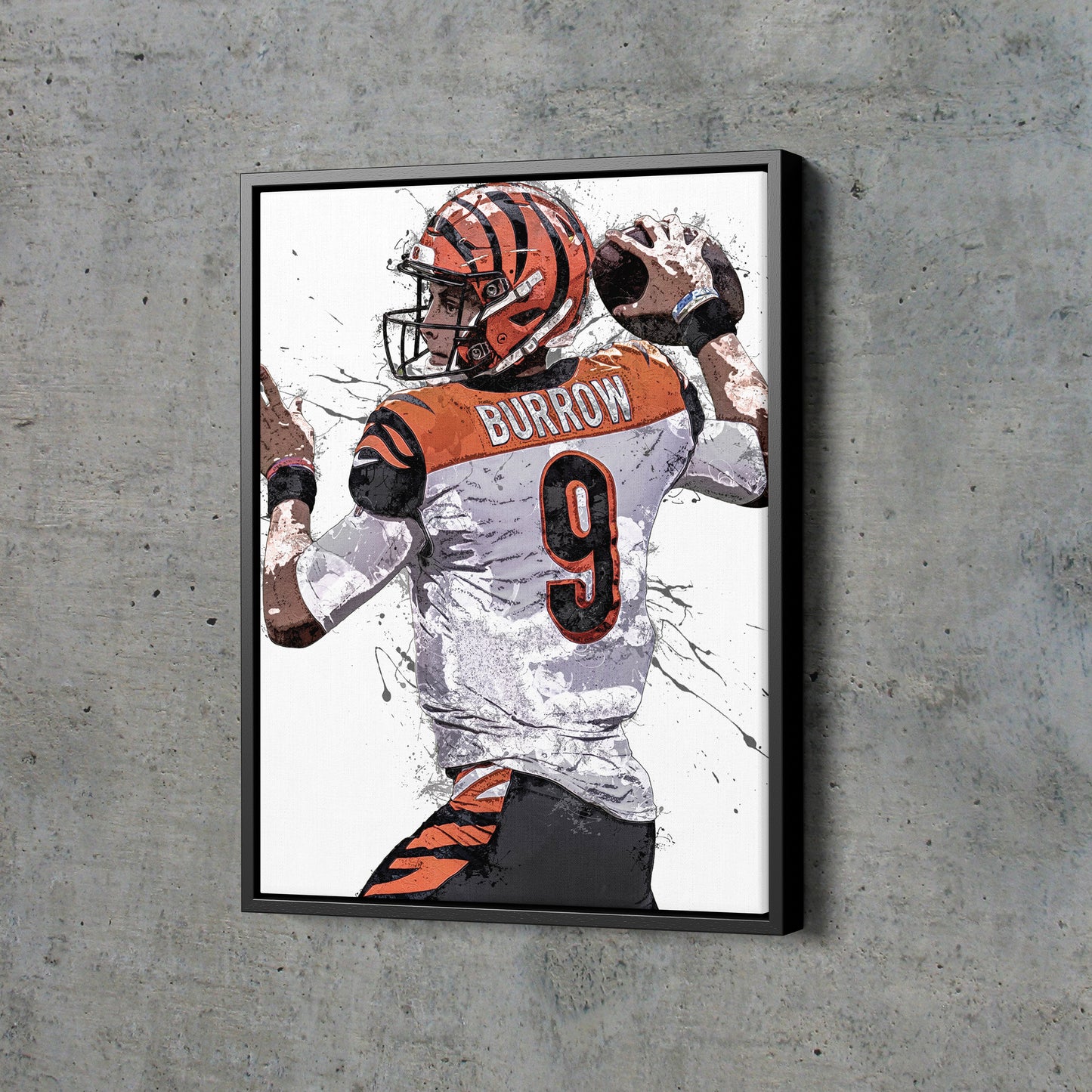 Joe Burrow Art Poster Cincinnati Bengals Football Hand Made Posters Canvas Framed Print Wall Kids Art Man Cave Gift Home Decor