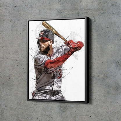 Bryce Harper Poster Philadelphia Phillies Baseball Painting Hand Made Posters Canvas Print Kids Wall Art Man Cave Gift Home Decor