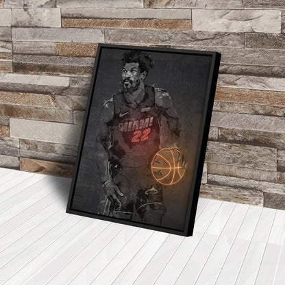 Jimmy Butler Poster Graffiti Neon Miami Heat  Basketball Hand Made Poster Canvas Print Kids Wall Art Man Cave Gift Home Decor