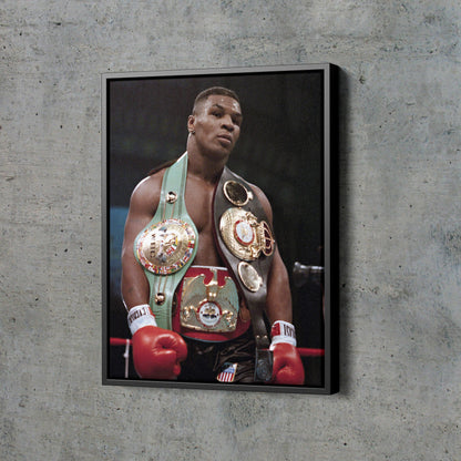 Mike Tyson with belts Poster Hand Made Posters Canvas Print Wall Art Home Decor