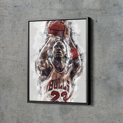 Michael Jordan Art Poster Chicago Bulls Basketball Hand Made Posters Canvas Framed Print Wall Kids Art Man Cave Gift Home Decor