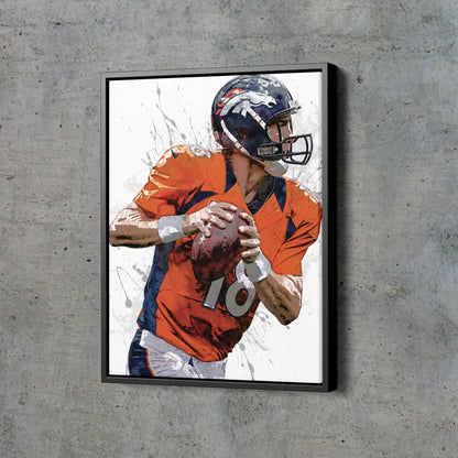 Peyton Manning Poster Denver Broncos Football Painting Hand Made Posters Canvas Print Kids Wall Art Man Cave Gift Home Decor