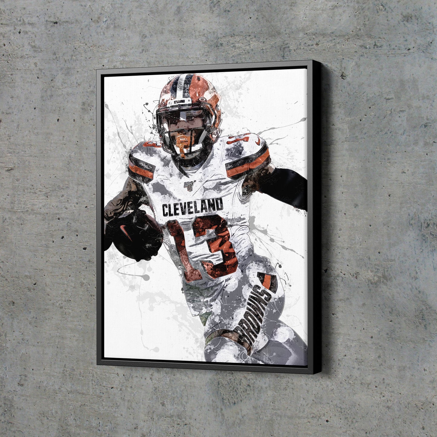 Odell Beckham Jr. Poster Cleveland Browns Football Painting Hand Made Posters Canvas Framed Print Wall Kids Art Man Cave Gift Home Decor
