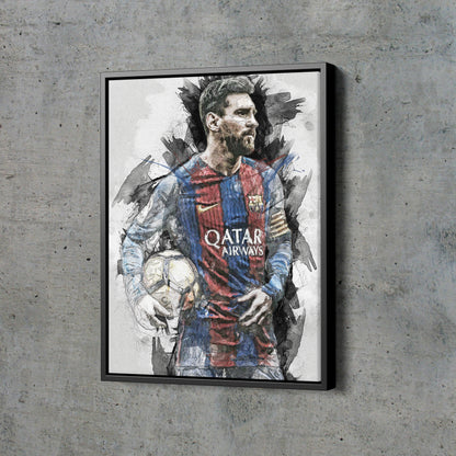 Lionel Messi Poster Barcelona Soccer Player Hand Made Posters Canvas Framed Print Wall Kids Art Man Cave Gift Home Decor