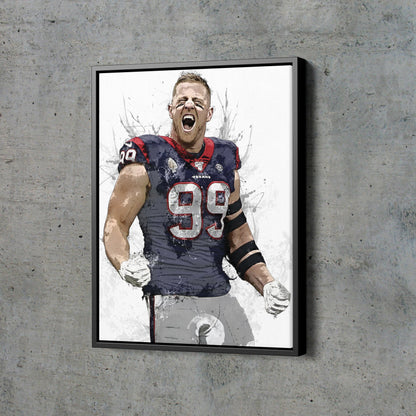 J.J. Watt Poster Houston Texans Football Painting Hand Made Posters Canvas Print Kids Wall Art Man Cave Gift Home Decor