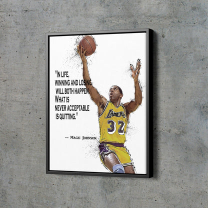 Magic Johnson Poster Los Angeles Lakers Basketball Quote Hand Made Posters Canvas Print Wall Art Home Decor