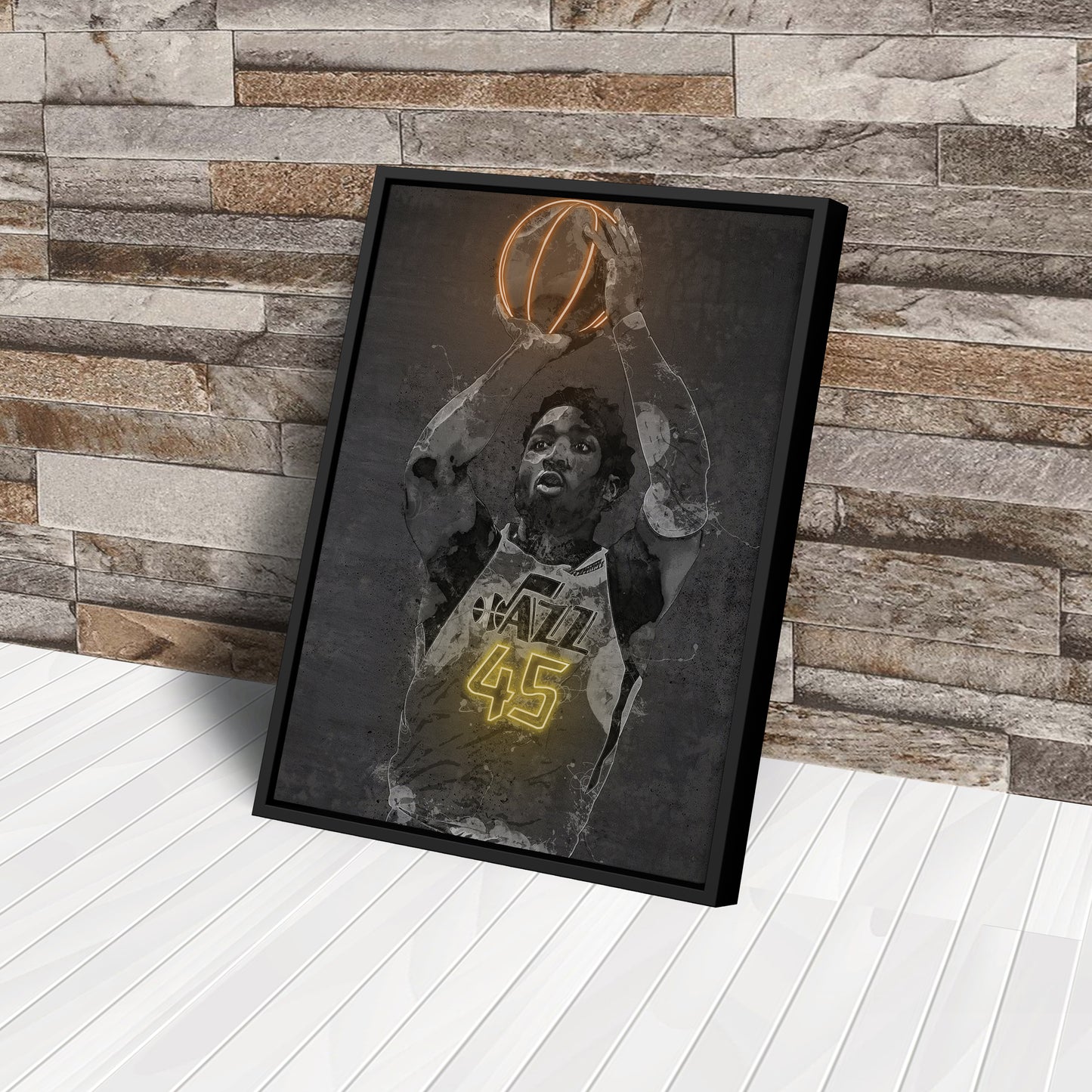 Donovan Mitchell Poster Graffiti Neon Utah Jazz NBA Hand Made Poster Canvas Print Kids Wall Art Man Cave Gift Home Decor