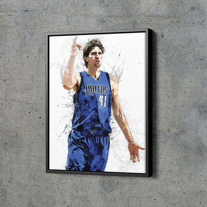 Dirk Nowitzki Poster Dallas Mavericks Basketball Painting Hand Made Posters Canvas Print Kids Wall Art Man Cave Gift Home Decor
