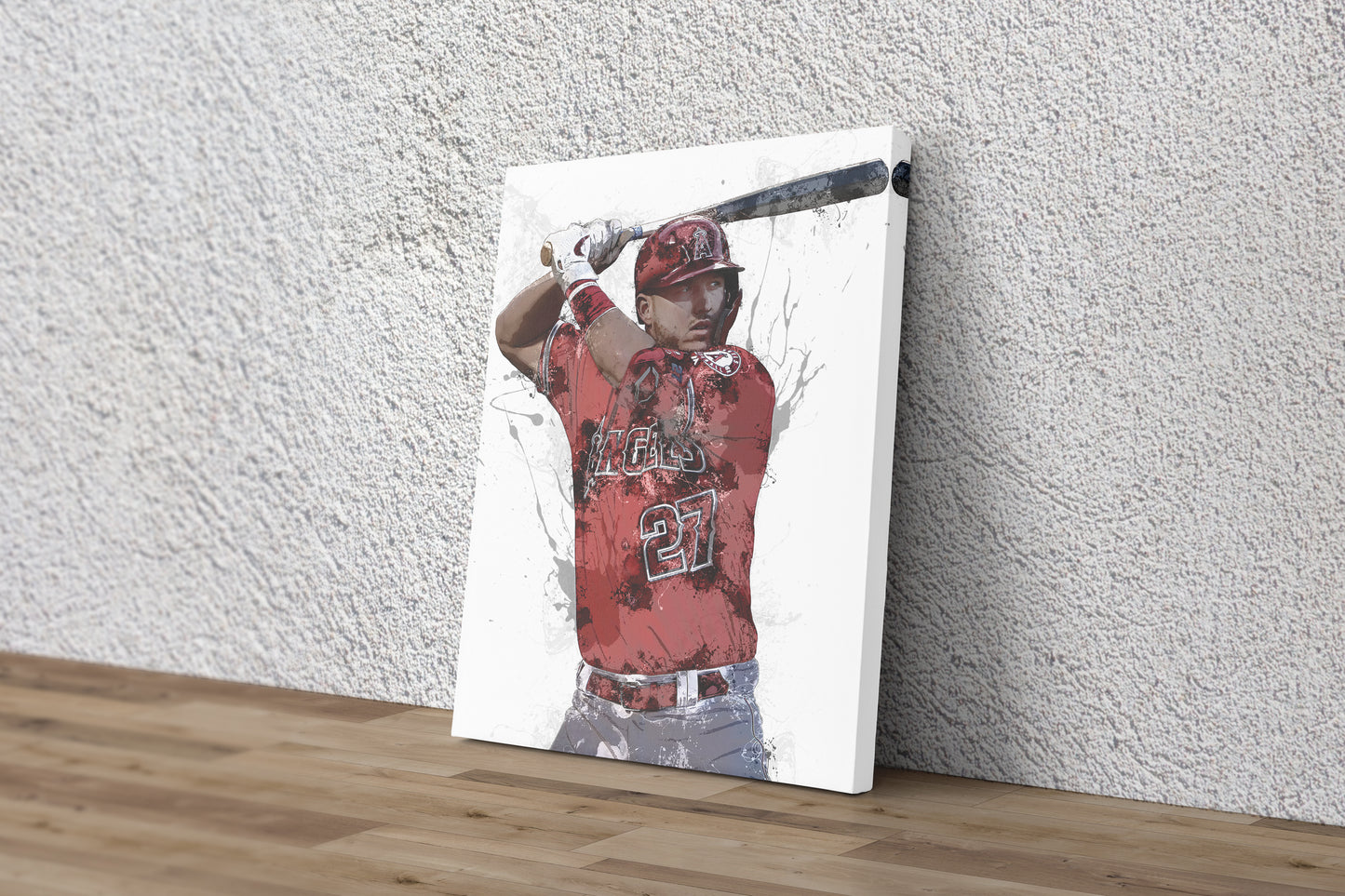 Mike Trout Art Poster Los Angeles Angels Baseball Hand Made Posters Canvas Print Kids Wall Art Man Cave Gift Home Decor