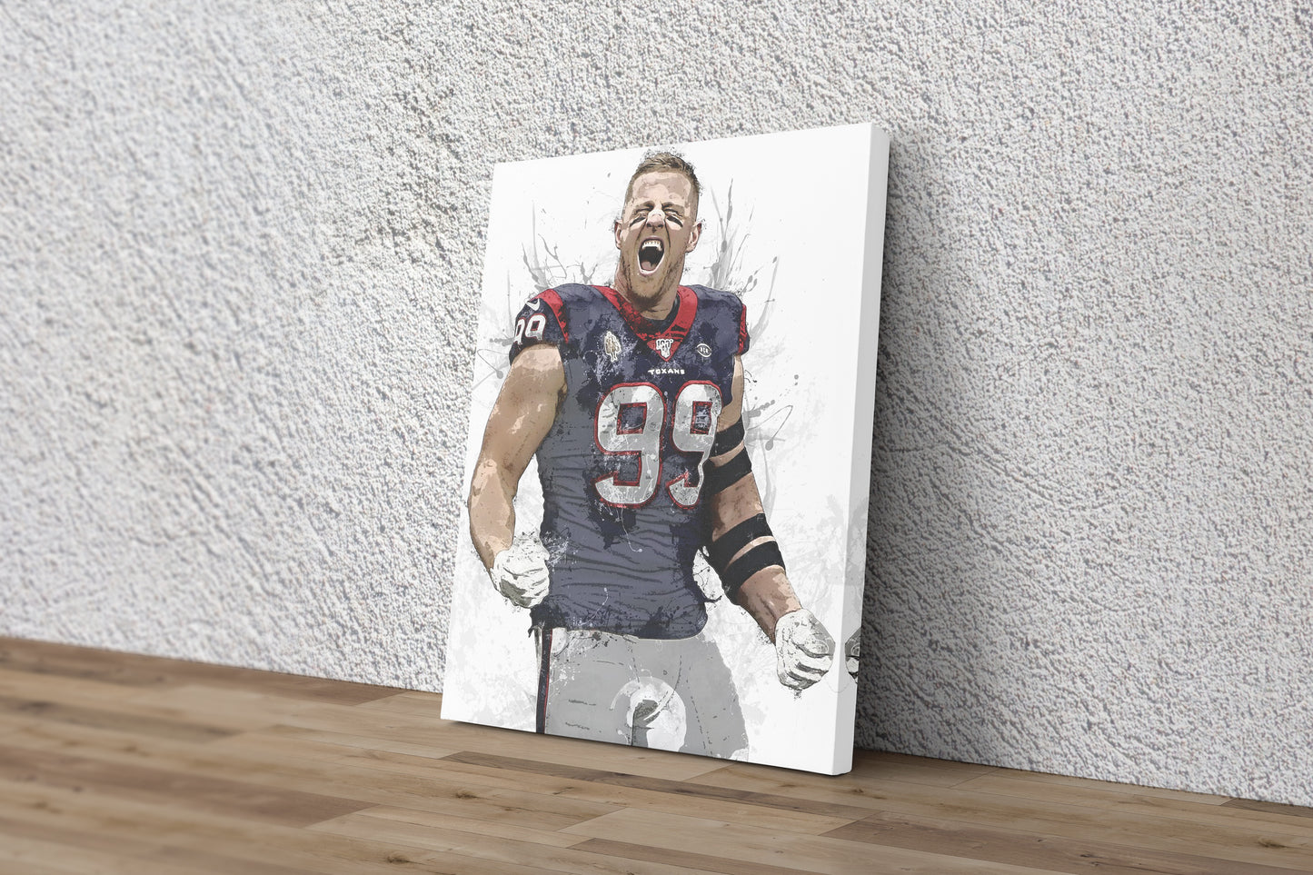 J.J. Watt Poster Houston Texans Football Painting Hand Made Posters Canvas Print Kids Wall Art Man Cave Gift Home Decor