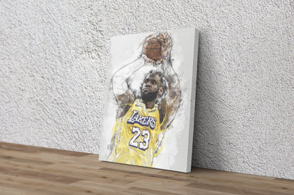 Lebron James Art Poster Los Angeles Lakers Basketball Hand Made Posters Canvas Framed Print Wall Kids Art Man Cave Gift Home Decor