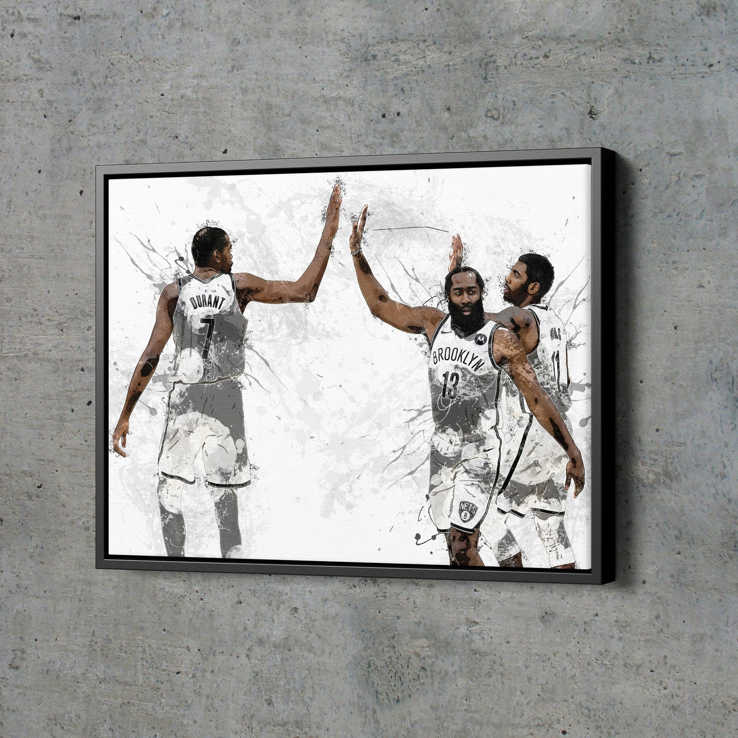 Brooklyn Nets Big 3 Poster Basketball Painting Hand Made Posters Canvas Print Kids Wall Art Home Man Cave Gift Decor