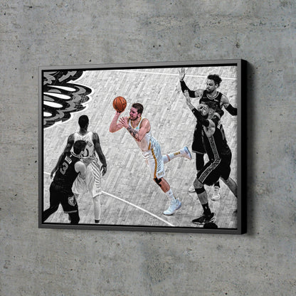 Luka Doncic Game Winning 3 Point Floater Poster Basketball Hand Made Posters Canvas Framed Print Wall Kids Art Man Cave Gift Home Decor