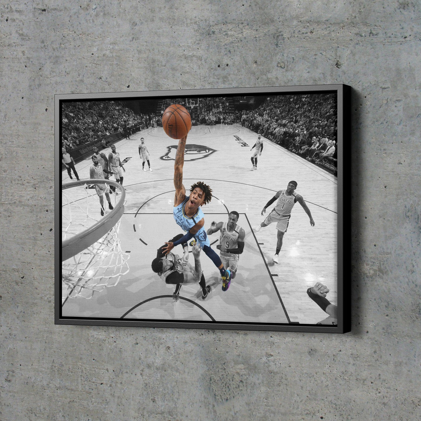 Ja Morant Dunk Attempt over Davis Poster Memphis Grizzlies Basketball Hand Made Poster Canvas Print Kids Wall  Art Man Cave Gift Home Decor