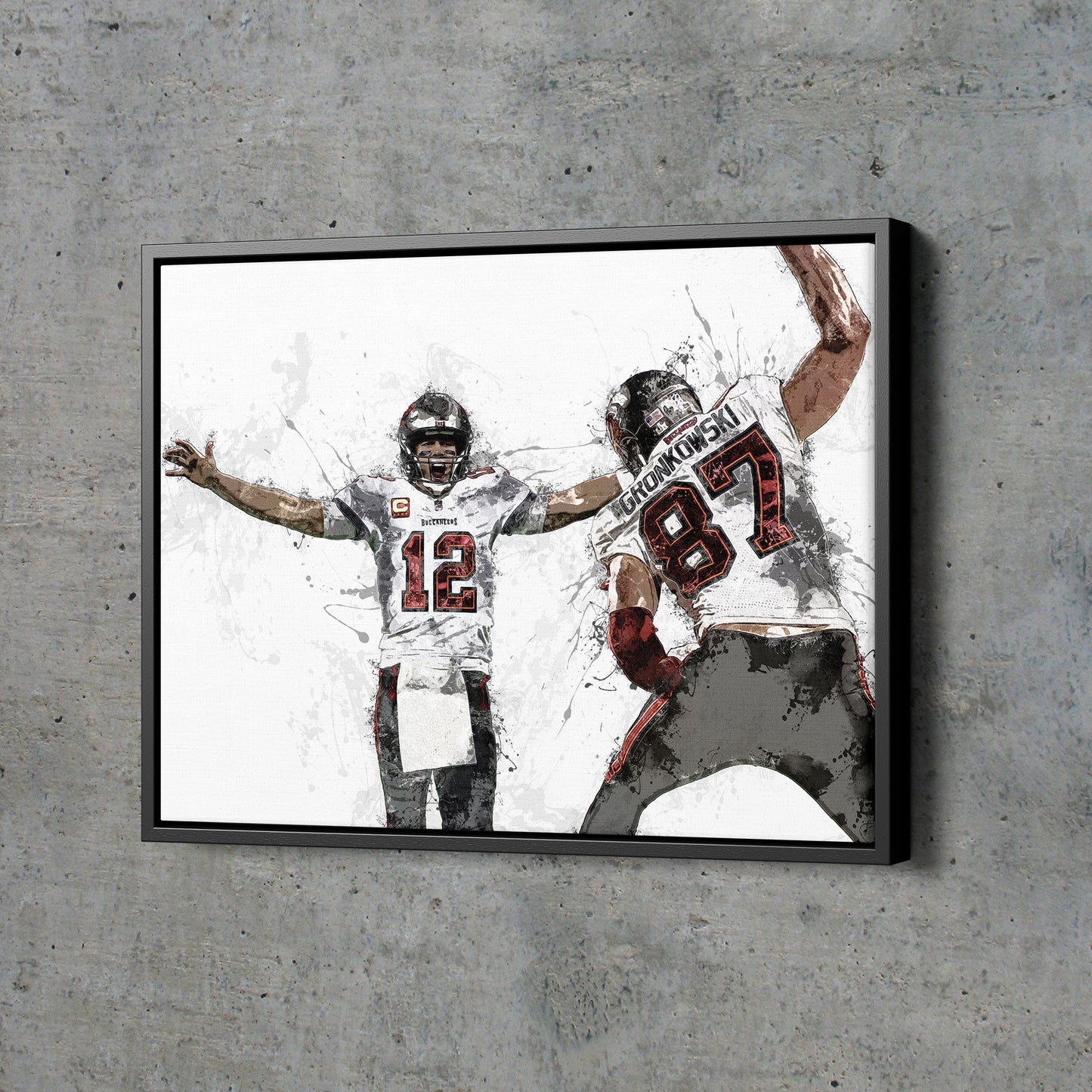 Tom Brady Rob Gronkowski  Poster Tampa Bay Buccaneers Football Painting Hand Made Posters Canvas Print Wall Art Man Cave Gift Home Decor