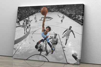 Ja Morant Dunk Attempt over Davis Poster Memphis Grizzlies Basketball Hand Made Poster Canvas Print Kids Wall  Art Man Cave Gift Home Decor