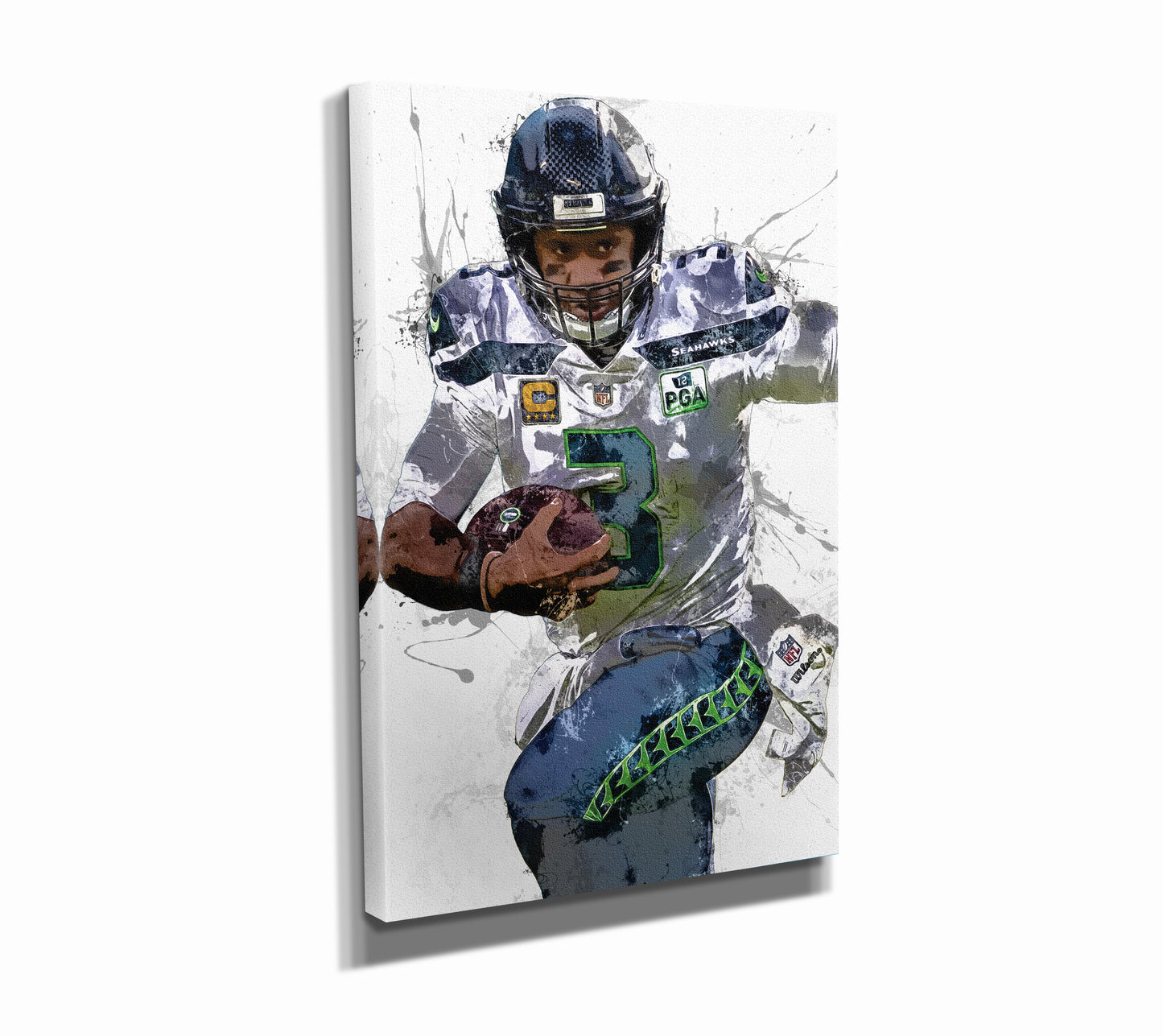 Russell Wilson Poster Seattle Seahawks Football Painting Hand Made Posters Canvas Framed Print Wall Kids Art Man Cave Gift Home Decor