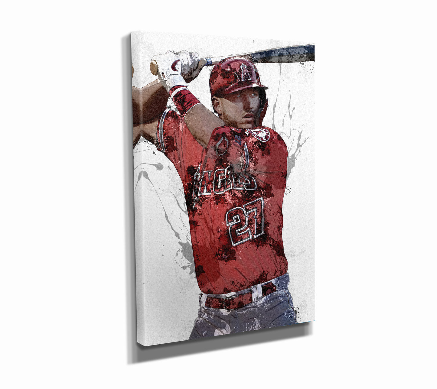 Mike Trout Art Poster Los Angeles Angels Baseball Hand Made Posters Canvas Print Kids Wall Art Man Cave Gift Home Decor