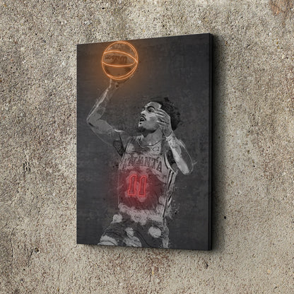 Trae Young Poster Graffiti Neon Atlanta Hawks Basketball Hand Made Poster Canvas Print Kids Wall Art Man Cave Gift Home Decor