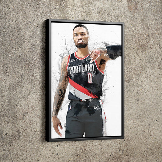 Damian Lillard Art Poster Portland Trail Blazers Basketball Hand Made Posters Canvas Print Wall Art Home Man Cave Gift Decor