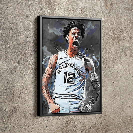 Ja Morant Poster Painting Memphis Grizzlies Basketball Hand Made Posters Canvas Print Wall Kids Art Man Cave Gift Home Decor